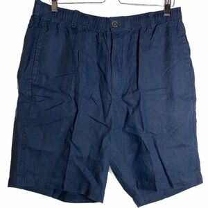 28 Palms Navy Relaxed Fit Linen Shorts Pockets L Large